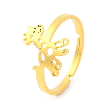 201 Stainless Steel Adjustable Ring for Women, Animal, Giraffe, 12.5mm, Inner Diameter: 18mm