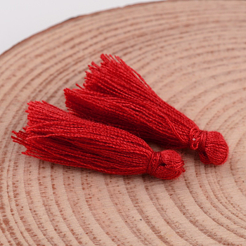 Cotton Thread Tassel Pendant Decorations, Red, 25~31x5mm, about 39~47pcs/bag