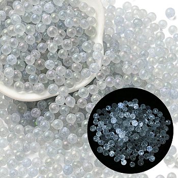 Luminous Glow in the Dark Transparent Glass Round Beads, No Hole/Undrilled, Light Grey, 5mm, about 2800Pcs/bag