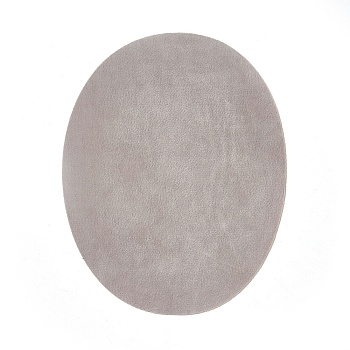 Flocky Cloth Fabric Appliques Iron On Patches, For Costume Accessories, Oval, Light Grey, 140x110x0.5mm