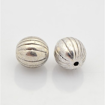Tibetan Style Alloy Beads, Lead Free & Cadmium Free & Nickel Free, Round, Antique Silver, Round, about 7mm in diameter, hole: 1mm