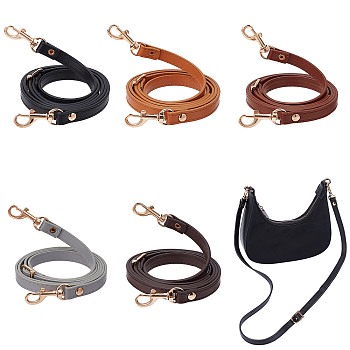 5Pcs 5 Colors Adjustable PU Imitation Leather Bag Straps, with Zinc Alloy Swivel Eye Bolt Snap Hook, for Crossbody Bag, Mixed Color, 110~125x1.2cm, 1pc/color