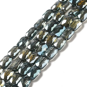 Transparent Electroplate Glass Beads Strands, Full Rainbow Plated, Faceted, Oval, Dark Slate Gray, 7x4.5x3mm, Hole: 0.9mm, about 78~81pcs/strand, 22.83 inch(58cm)