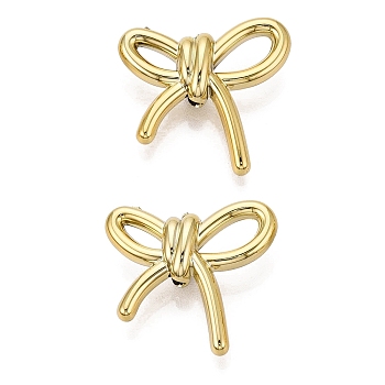 UV Plating Acrylic Beads, Bowknot, Golden Plated, 26x28x9mm, Hole: 2.8mm