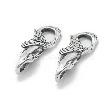 Thai 925 Sterling Silver Lobster Claw Clasps, Animals, Antique Silver, 25x10x7mm, Hole: 4mm and 5.5mm(STER-L055-057AS)