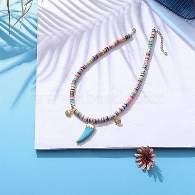 colliers à pendentif perles heishi en argile polymère fait à la main(X1-NJEW-JN02817)-3
