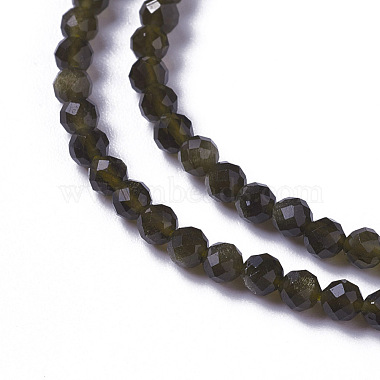 Chapelets de perles en obsidienne dorée naturelle(G-F596-17-3mm)-3
