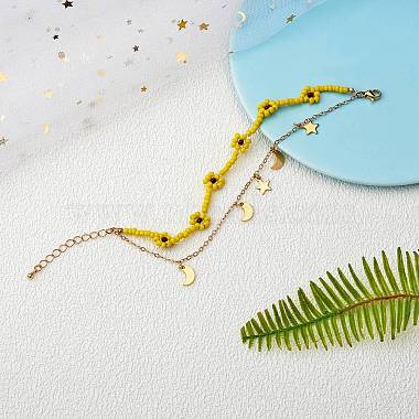 многожильный браслет с плетеным цветком из стеклянных семян(BJEW-SW00069-01)-6