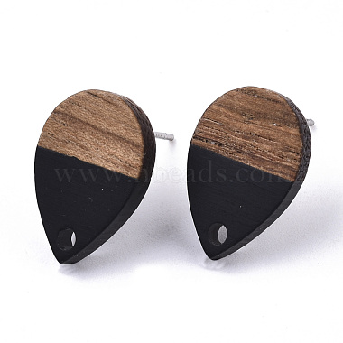 Accessoires de boucles d'oreilles en résine et bois de noyer(X-MAK-N032-002A-B01)-2