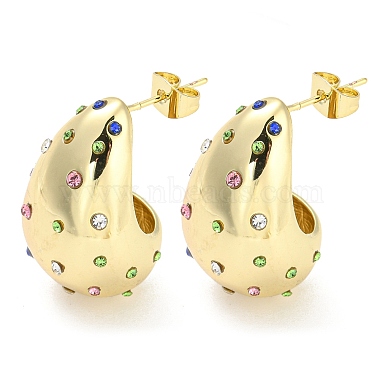 Colorful Brass+Cubic Zirconia Stud Earrings
