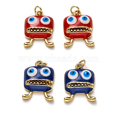 Real 18K Gold Plated Mixed Color Square Brass+Enamel Pendants