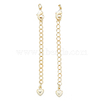 Brass Chain Extender, with Chain and Lobster Claw Clasps, Nickel Free, Real 14K Gold Plated, 71mm(X-KK-N259-13)
