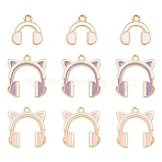 15Pcs 3 Styles Alloy Enamel Pendants, Headset Charms, Cadmium Free & Nickel Free & Lead Free, Light Gold, Mixed Color, 14~23.5x14.5~21x1~1.5mm, Hole: 1.8~2mm, 5pcs/style(FIND-YW0012-83)