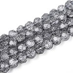 Transparent Crackle Glass Beads Strands, Round, Faceted, Gray, 8~8.5mm, Hole: 1.2~1.4mm, about 50pcs/strand, 14.96~15.16 inch(38~38.5cm)(X-GLAA-N053-8mm-02)