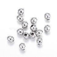 304 Stainless Steel Beads, Round, Stainless Steel Color, 3mm, Hole: 0.8mm(STAS-F084-14P)