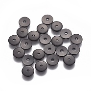304 Stainless Steel Spacer Beads, Flat Round, Electrophoresis Black, 6x0.8mm, Hole: 1mm(STAS-G200-02A-B)