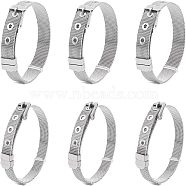 Stainless Steel Watch Bands, Net Pattern, with Stainless Steel and Plastic Findings, Stainless Steel Color, 21.5x0.8cm, 21.2x1cm, 6pcs/set(WACH-NB0001-02)