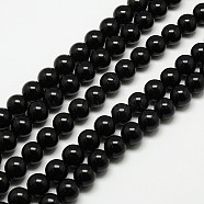 Natural Malaysia Jade Bead Strands, Round Dyed Beads, Black, 8mm, Hole: 1mm, about 48pcs/strand, 15 inch(G-M099-8mm-01)