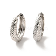 Long-Lasting Plated Brass Hoop Earrings, Croissant Earrings for Women, Cadmium Free & Lead Free, Real Platinum Plated, 20.5x20x4~5mm, Pin: 1mm(EJEW-K093-13P)