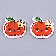Acrylic Cabochons, with Glitter Powder, Apple, Orange Red, 26x28x2mm(KY-S167-008)