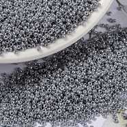 MIYUKI Round Rocailles Beads, Japanese Seed Beads, (RR443) Opaque Gray Luster, 15/0, 1.5mm, Hole: 0.7mm, about 250000pcs/pound(SEED-G009-RR0443)