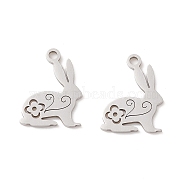 201 Stainless Steel Pendants, Laser Cut, Manual Polishing, Rabbit, Stainless Steel Color, 16x12x1mm, Hole: 1.6mm(STAS-D451-16P)