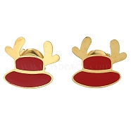 Ion Plating(IP) 304 Stainless Steel Enamel Stud Earrings, Real 14K Gold Plated, For Christmas, Deer, 11x12mm(EJEW-I316-03G-03)