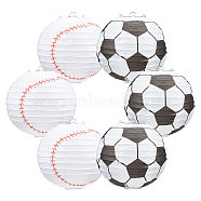 Football-shaped Paper Lantern Set, with Iron Frames, for Festival Party Decoration, Mixed Color, 200x3mm, 6pcs/ set(DIY-WH0259-39)