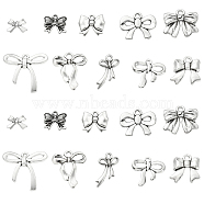 100Pcs 10 Styles Tibetan Style Alloy Pendants, Bowknot Charms, Antique Silver, 10.5~24x11~25x2~4mm, Hole: 1.7~2.5mm, 10pcs/style(TIBEP-CJ0002-39)