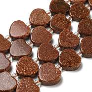 Synthetic Goldstone Beads Strands, with Seed Beads, Heart, 15.5~16x16x5.5~6.5mm, Hole: 1.2mm, about 20pcs/strand, 15.04 inch(38.2cm)(G-G072-D04-01)