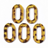 Transparent Acrylic Linking Rings, Quick Link Connectors, Imitation Leopard Skins Pattern, for Cable Chains Making, Oval, Champagne Yellow, 36x21x4mm, Inner Diameter: 24x8mm(X-OACR-N009-002A-C01)