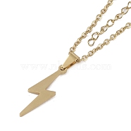 Lightning Bolt 201 Stainless Steel Pendant Necklaces for Women, Golden, 17.80 inch(45.2cm)(NJEW-G134-01G)