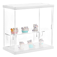 2-Tier Transparent Acrylic Minifigures Display Case, Dustproof Case for Models, Building Blocks, Doll Display Holder, Rectangle, White, Finished Product: 20x11.5x20cm(ODIS-WH0043-68A)