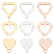 Unicraftale 304 Stainless Steel Stamping Blank Tag Charms, Manual Polishing, Heart, Mixed Color, 18pcs/box(STAS-UN0014-04)