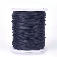 Waxed Cotton Thread Cords, Black, 1mm, about 100yards/roll(300 feet/roll)(YC-R003-1.0mm-332)