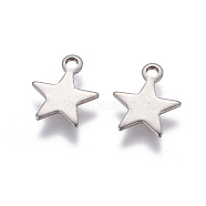 304 Stainless Steel Charms, Star, Stainless Steel Color, 10x8.5x1mm, Hole: 1.4mm(STAS-G190-27P-B)