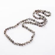 Natural Labradorite Necklaces, Beaded Necklaces, Faceted, 35.8 inch(NJEW-D264-02)
