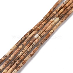 Natural Picture Jasper Beads Strands, Undyed, Column, 3.8~4.3x2.4mm, Hole: 0.9mm, about 87pcs/strand, 14.88~15.12 inch(37.8~38.4cm)(G-M389-12)