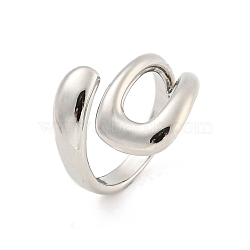 Brass Open Cuff Rings, Long-Lasting Plated, Platinum, Inner Diameter: 16mm(RJEW-G309-50P)