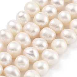 Natural Cultured Freshwater Pearl Beads Strands, Potato, Old Lace, 8~9mm, Hole: 0.6mm, about 22~23pcs/strand, 6.50 inch(16.5cm)(PEAR-C003-16E)