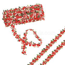 Flower Polyester Jacquard Ribbon, for Garment Accessories, Red, 3/4 inch(20mm)(FABR-PW0001-248B)