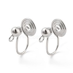 304 Stainless Steel Ear Cuff Findings, Wire Wrap Vortex Earring Findings with Vertical Loop, Stainless Steel Color, 14.5mm, Hole: 3x0.6mm(STAS-H216-02P)