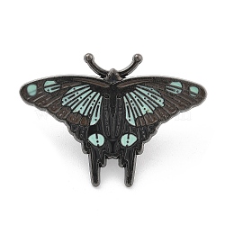 Butterfly Enamel Pins, Alloy Brooches for Backpack Clothes, Pale Turquoise, 25x35mm(JEWB-C038-02B-B)