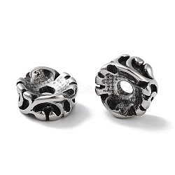 Column 304 Stainless Steel Beads, Antique Silver, 8x3.5mm, Hole: 2mm(STAS-M057-47AS)