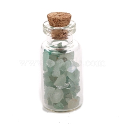 Natural Green Aventurine Display Decorations, with Glass Bottle, Home Decoration, 16x38mm(PW-WG82037-08)