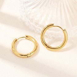 Ion Plating(IP) 304 Stainless Steel Huggie Hoop Earrings, Manual Polishing, Hypoallergenic Earrings, Ring, Real 18K Gold Plated, 9 Gauge, 21x21.5x3mm, Pin: 1mm(X-EJEW-O087-06A)