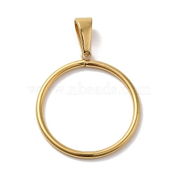 Vacuum Plating 304 Stainless Steel Pendants, Ring Charm, Golden, 32x29.5x2mm, Hole: 4.5x9mm(STAS-B053-09G)