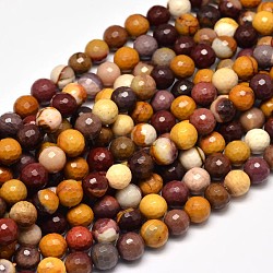Faceted Natural Mookaite Round Bead Strands, 8mm, Hole: 1mm, about 47pcs/strand, 15 inch(G-F266-16-8mm)