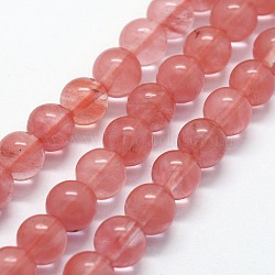 Cherry Quartz Glass Beads Strands, Round, 8mm, Hole: 0.8mm, about 47pcs/strand,  14.96 inch(38cm)(X-G-I199-28-8mm)