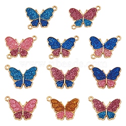 DIY Jewelry Making Finding Kit, Including Butterfly Shape Alloy Pendants & Connector Charms, with Glitter Powder, Mixed Color, 14~15x19.5~20x2~3.6mm, Hole: 1.2~1.3mm, 22Pcs/box(DIY-TA0005-73)